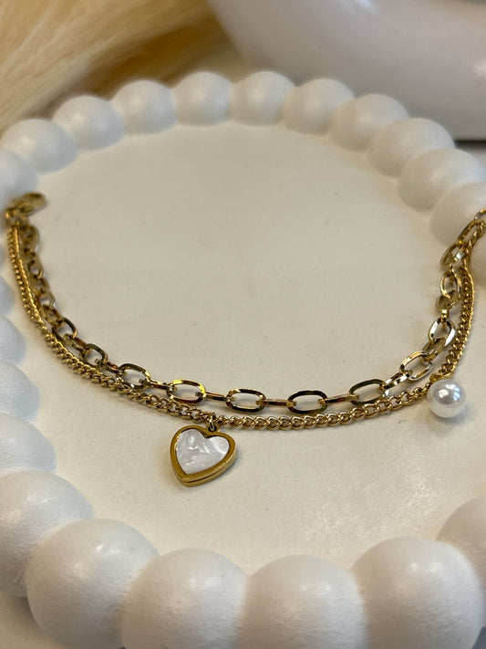 2 layer heart bracelet